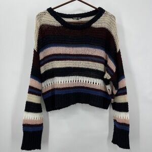 Charlotte Russe Chunky Knit 1X Off Shoulder Pullover Sweate Cropped Preppy Artsy